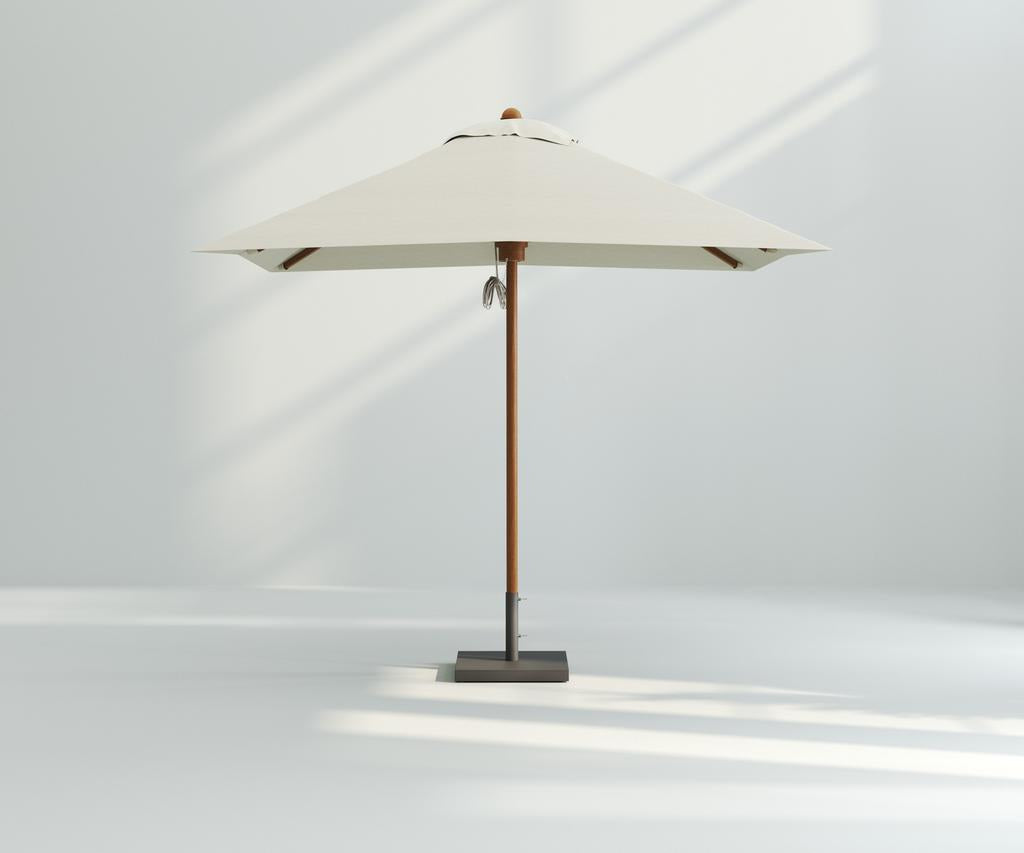 Bay Parasol Square 250 - Wood Grain Powder Coated SS - Ambiance Image~~