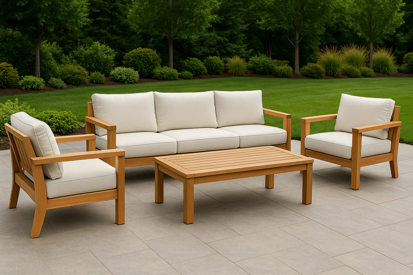 Monterra Teak Outdoor Lounge Set – 4 Piece