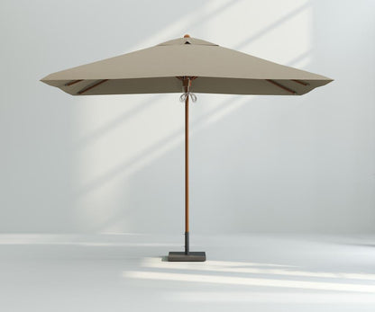 Bay Parasol Recta 350 - Wood Grain Powder Coated SS - Ambiance Image~~