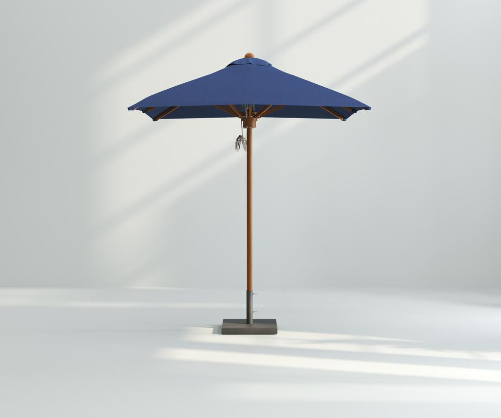 Bay Parasol Square 200 - Wood Grain Powder Coated SS - Ambiance Image~~