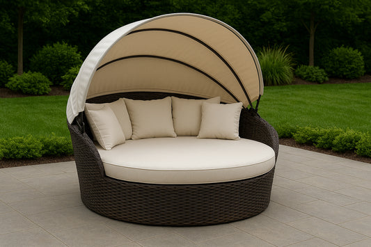 Cypress Wicker Daybed with Retractable Canopy